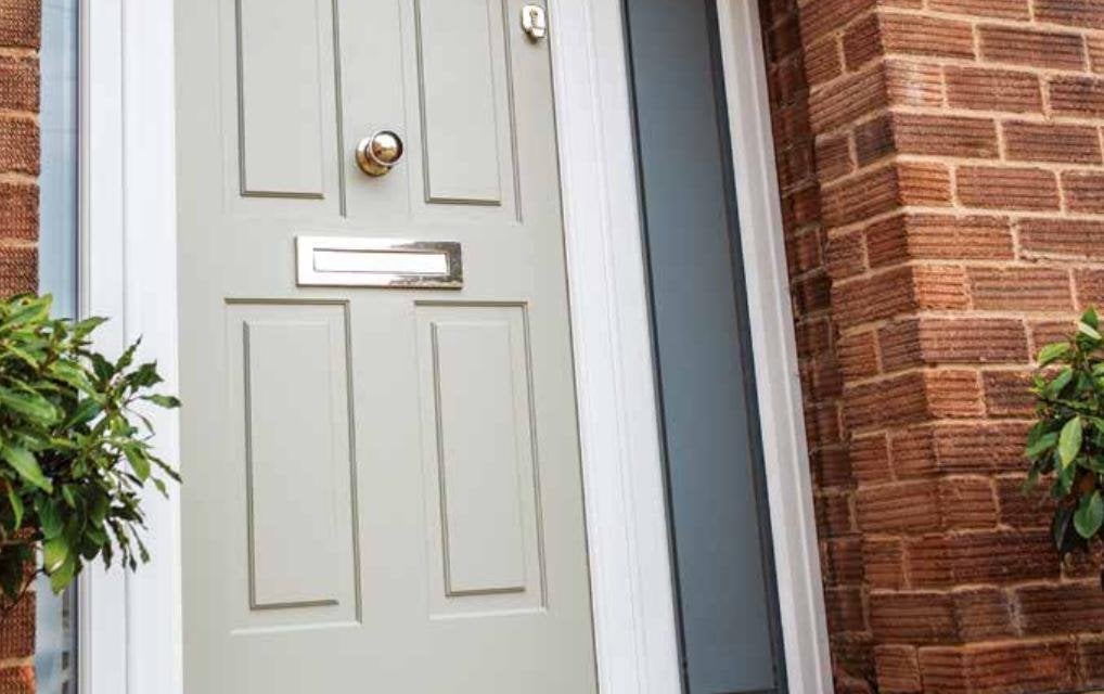 Comp Door cream composite entrance door fitted by Custom Choice in a Victorian arched brick porch