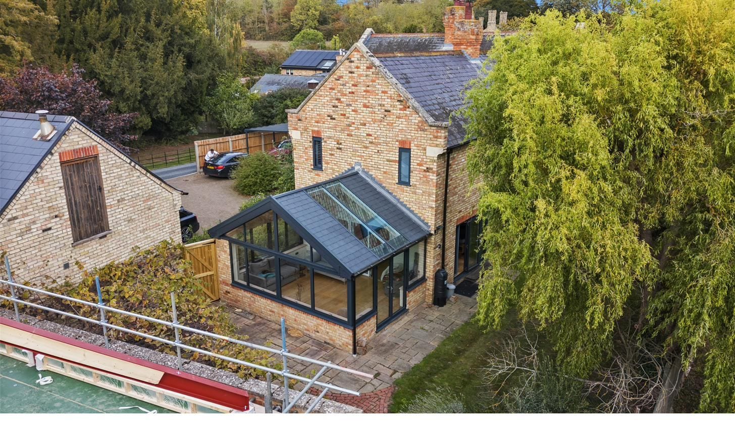 Conservatory installation on a canalside cottage near Spalding