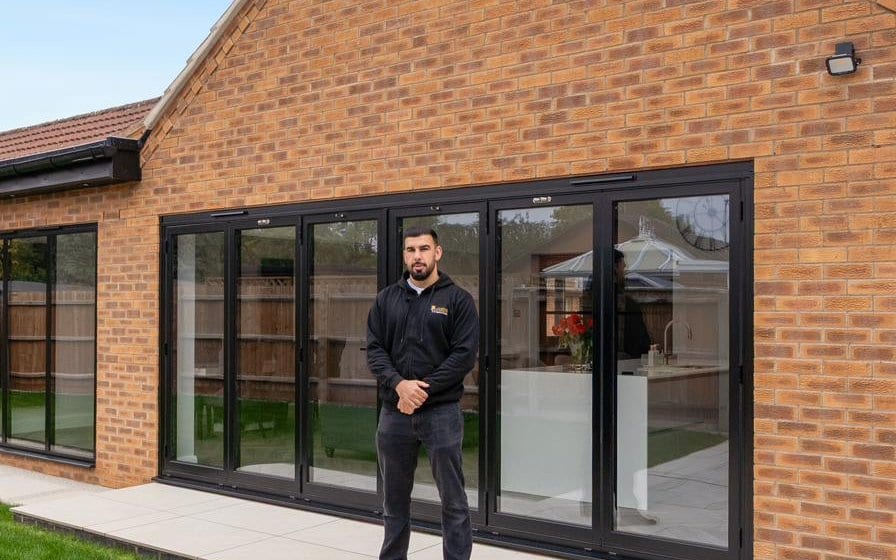 Origin aluminium bifold doors fitted by Tariq on a Peterborough rear extension